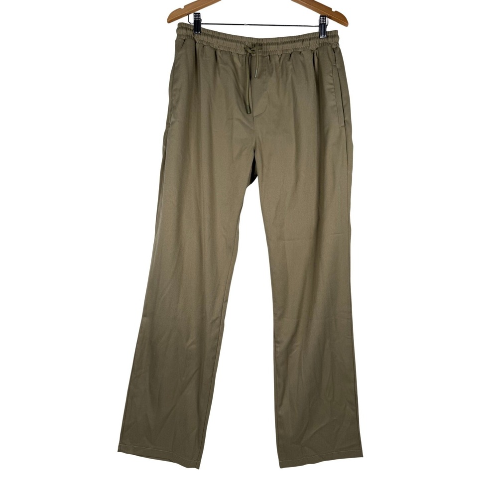 BoohooMAN Trousers‎ Mens L Taupe Straight Elasticated Comfort Stretch BMM28885